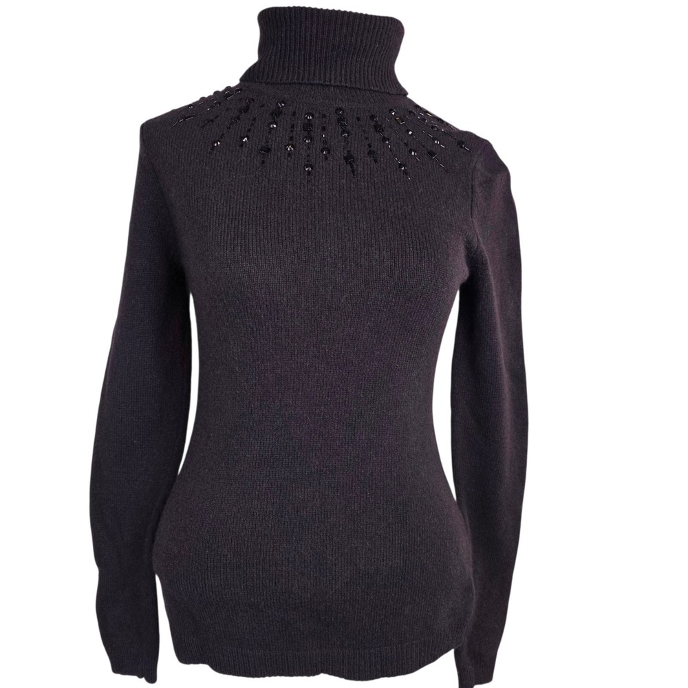 Ann Taylor LOFT Women's XS Wool Cashmere Turtleneck Sweater Beaded Embellished